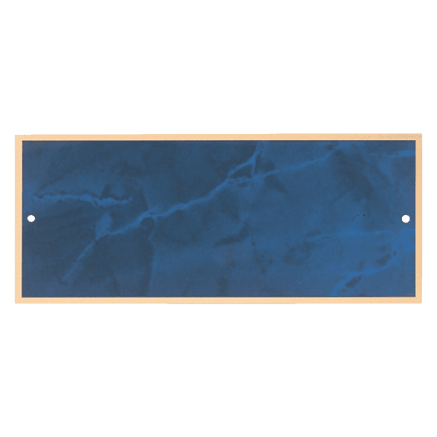 3 1/2" x 10 1/8" Sapphire Marble Plate with Gold Border and Two Holes