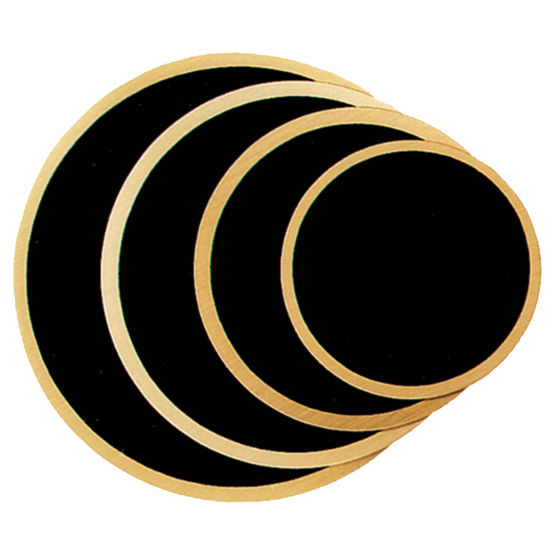 2" Round Black Laserable Brass Plate with Gold Border