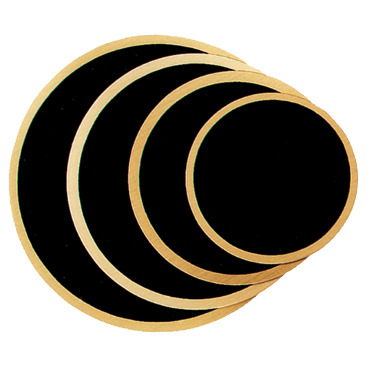 2" Round Black Laserable Brass Plate with Gold Border