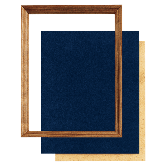 12" x 15" Walnut Shadow Box Frame wth Blue Velour Backing