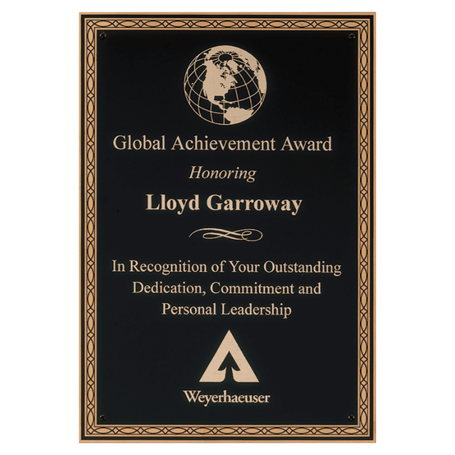 5 1/4" x 7 1/4" Laser Engravable Brass Plated Steel Black Plate with Gold Design Border
