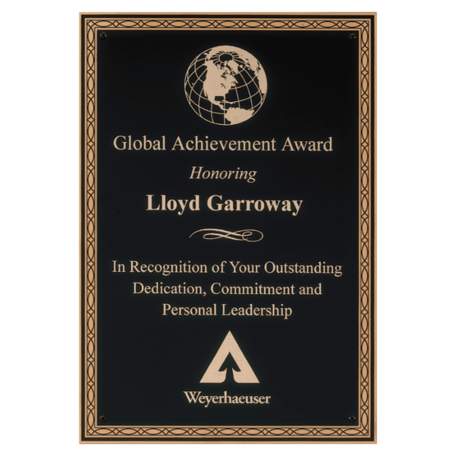 5 1/4" x 7 1/4" Laser Engravable Brass Plated Steel Black Plate with Gold Design Border