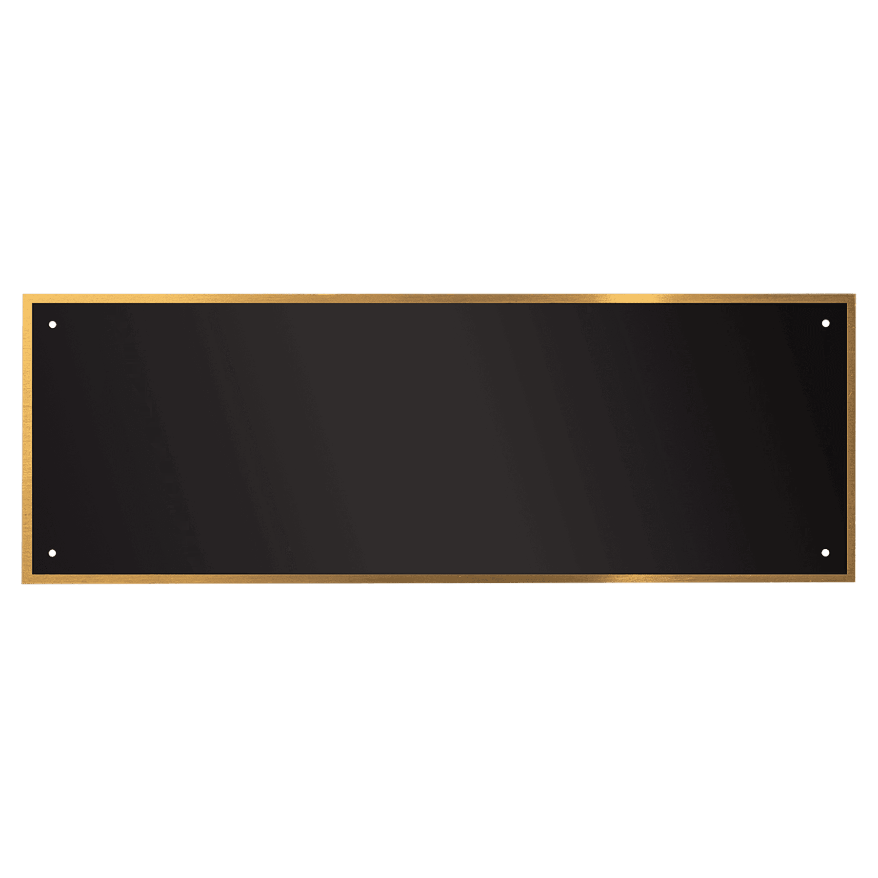 3 1/4" x 8" Black Laserable Brass Plate with Thin Gold Border and 4 Holes