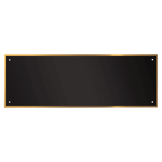 3 1/4" x 8" Black Laserable Brass Plate with Thin Gold Border and 4 Holes