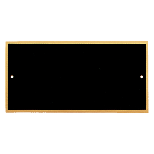 3" x 6" Black Laserable Brass Plate with Gold Border and 2 Holes