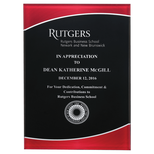 5 1/4" x 7 1/4" Acrylic Plaque Plate with Red Border and Black Center
