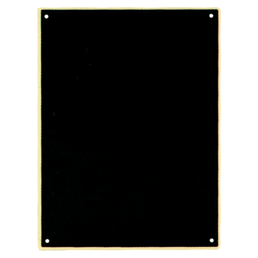 3 3/4" x 7 1/2" Black Brass Plate with Round Corners, Four Holes, and Gold Border