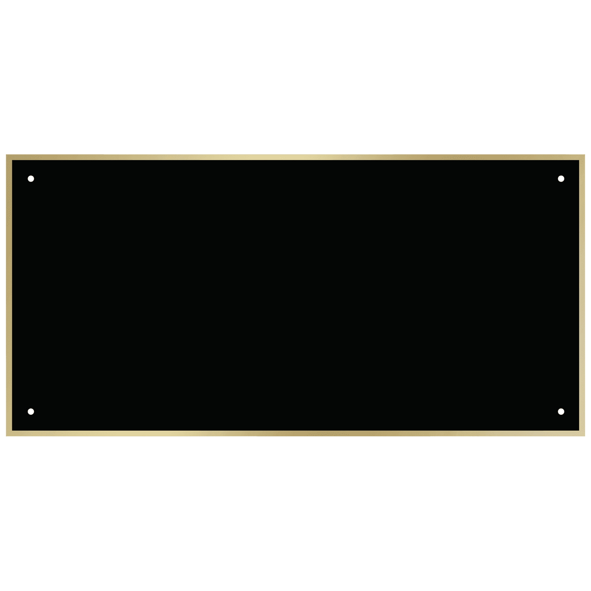4 3/4" x 9 3/4" Black Laserable Brass Plate with Thin Gold Border and 4 Holes