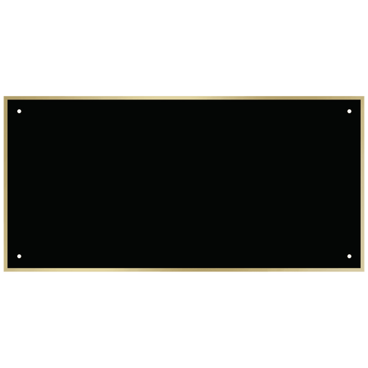 4 3/4" x 9 3/4" Black Laserable Brass Plate with Thin Gold Border and 4 Holes