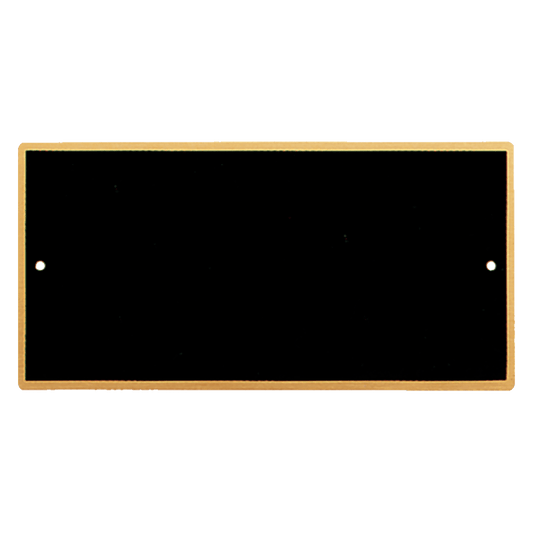 3 3/8" x 8" Black Laserable Brass Plate with Gold Border Rounded Corners and Two Holes
